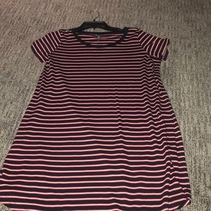 Red, white, and blue striped tee shirt dress